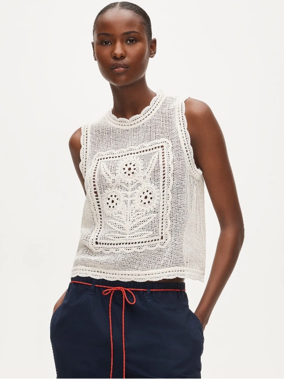J crew Crochet floral tank top